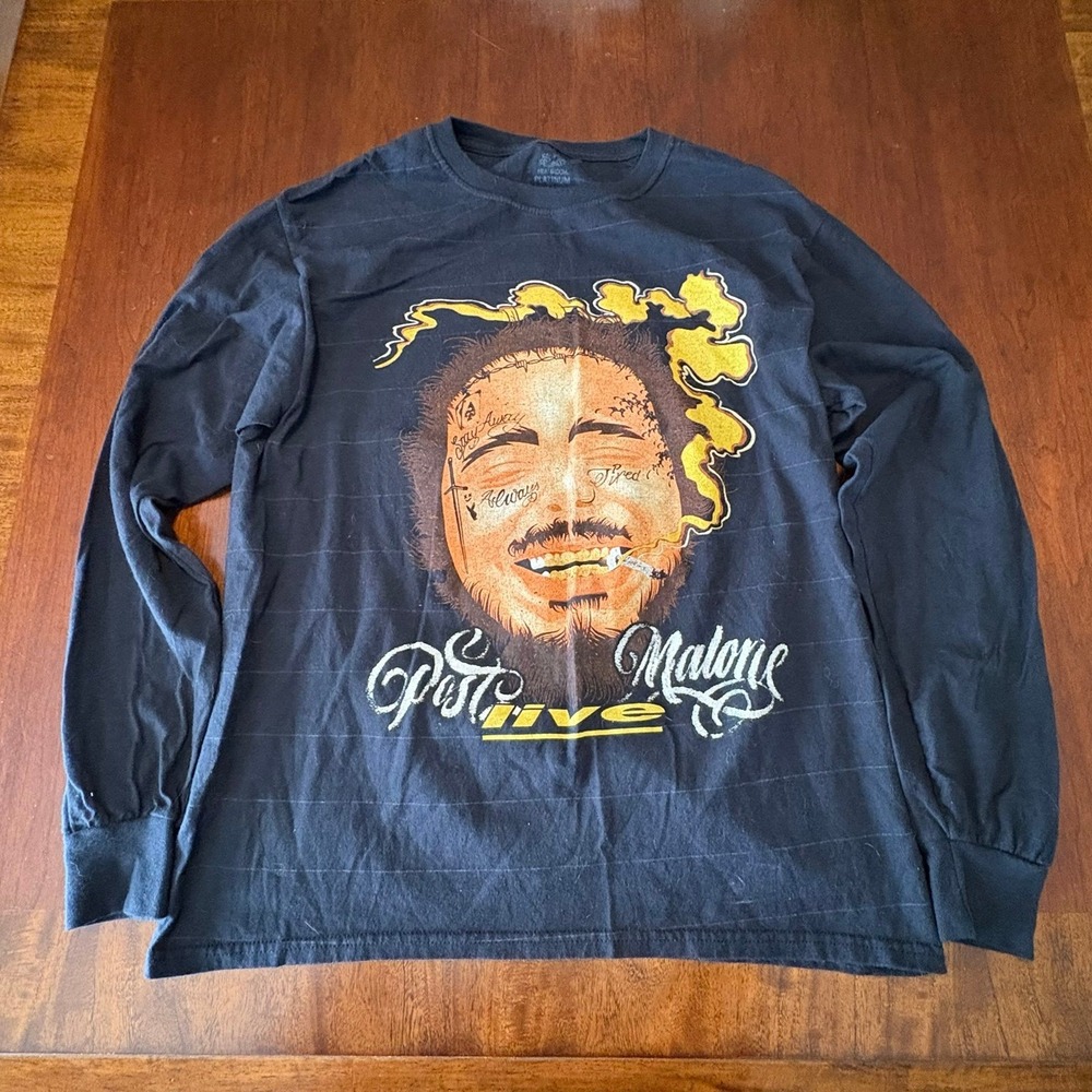 Post Malone Runaway Tour Long Sleeve Shirt Medium Black Rap Hip Hop Concert